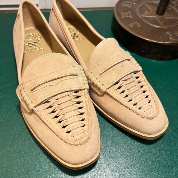 Vince Camuto Shoes - Vince Camuto Caylas Woven Suede Penny Loafers in Beige Sz 8 W